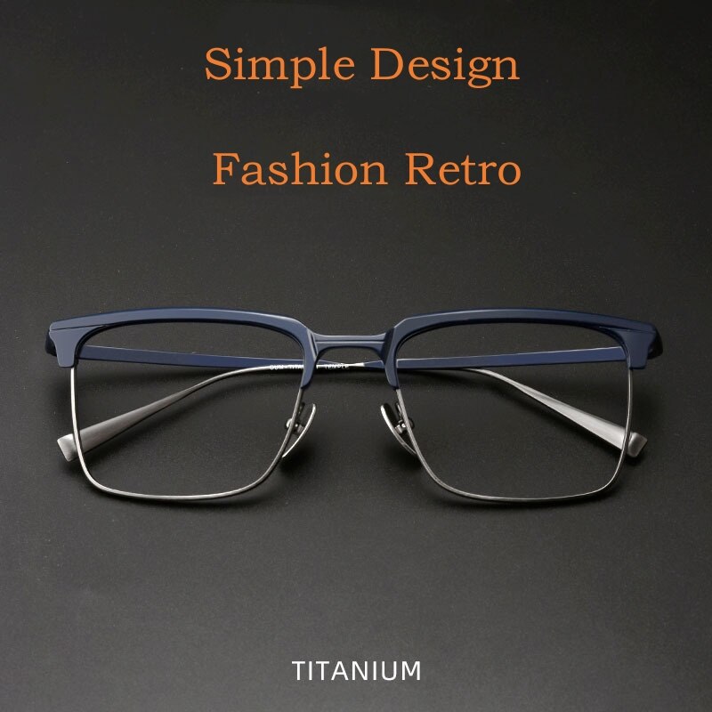 Yimaruili Men's Full Rim Square Titanium Eyeglasses S1905 Full Rim Yimaruili Eyeglasses   