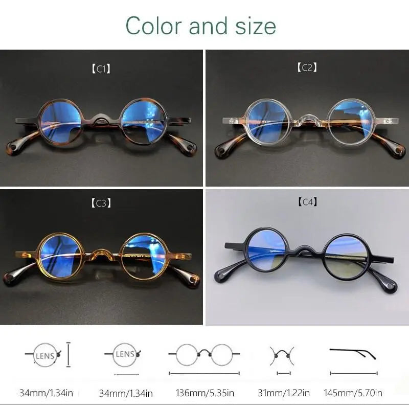 Yujo Unisex Full Rim Small Round 34mm Handcrafted Acetate Eyeglasses — view 12 | Yujo at FuzWeb