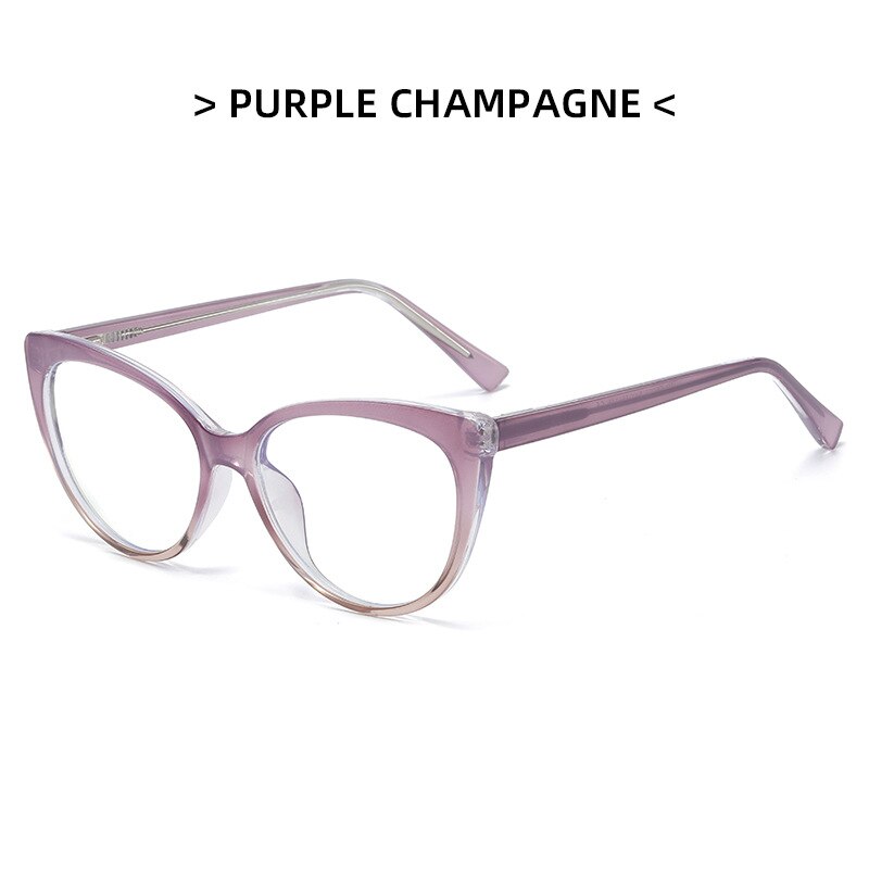 CCSpace Women's Full Rim Square Cat Eye Tr 90 Titanium Eyeglasses 53352 Full Rim CCspace China Purple Champagne 