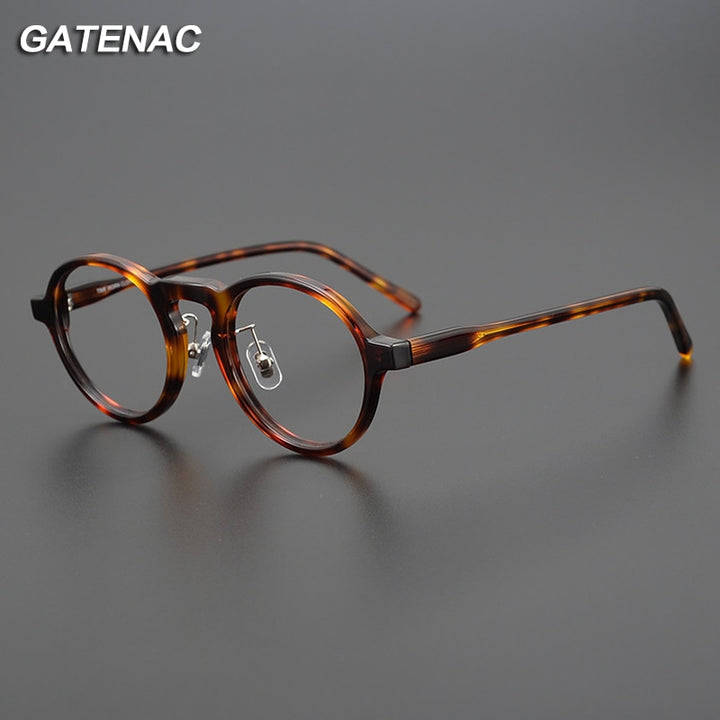 Gatenac Unisex Full Rim Round Acetate Eyeglasses Gxyj1043 Full Rim Gatenac   