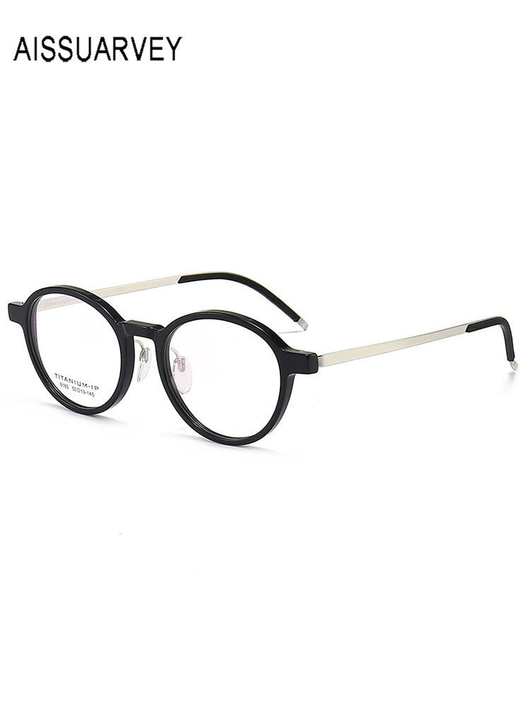Aissuarvey Unisex Full Rim Small Round Titanium Acetate Frame Eyeglasses 8185 Full Rim Aissuarvey Eyeglasses   