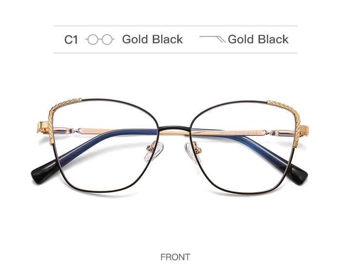 Hdcrafter Women's Full Rim Alloy Cat Eye Frame Eyeglasses 3014 Full Rim Hdcrafter Eyeglasses   