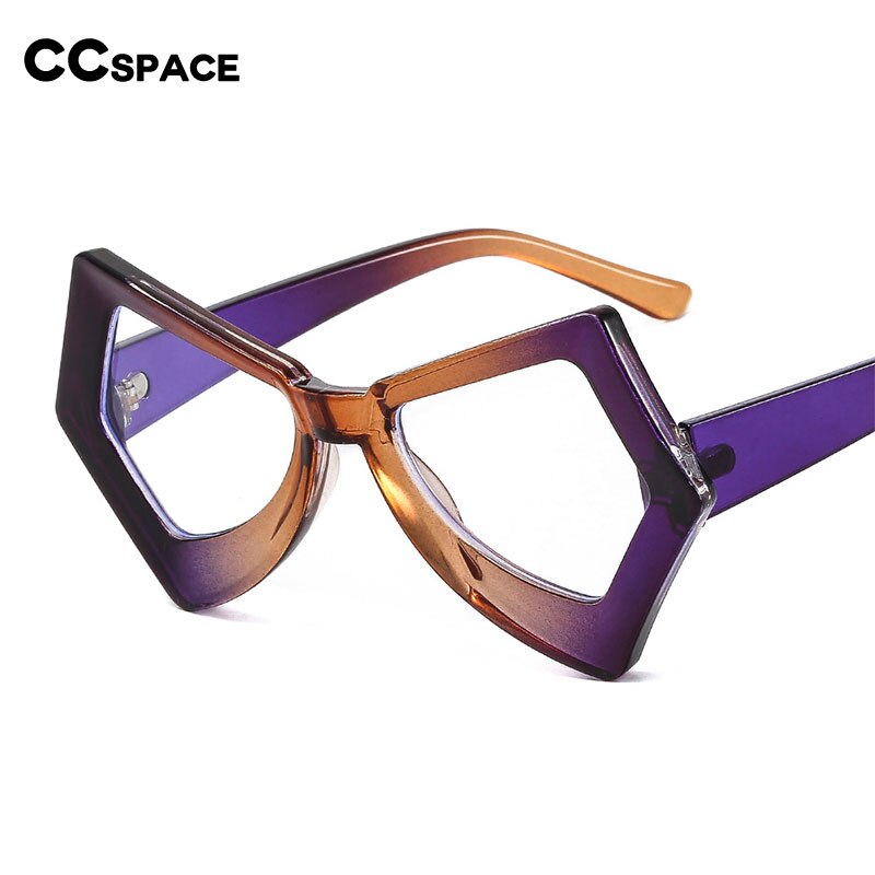 CCspace Unisex Full Rim Polygonal Cat Eye Acetate Frame Eyeglasses 54620 Full Rim CCspace   