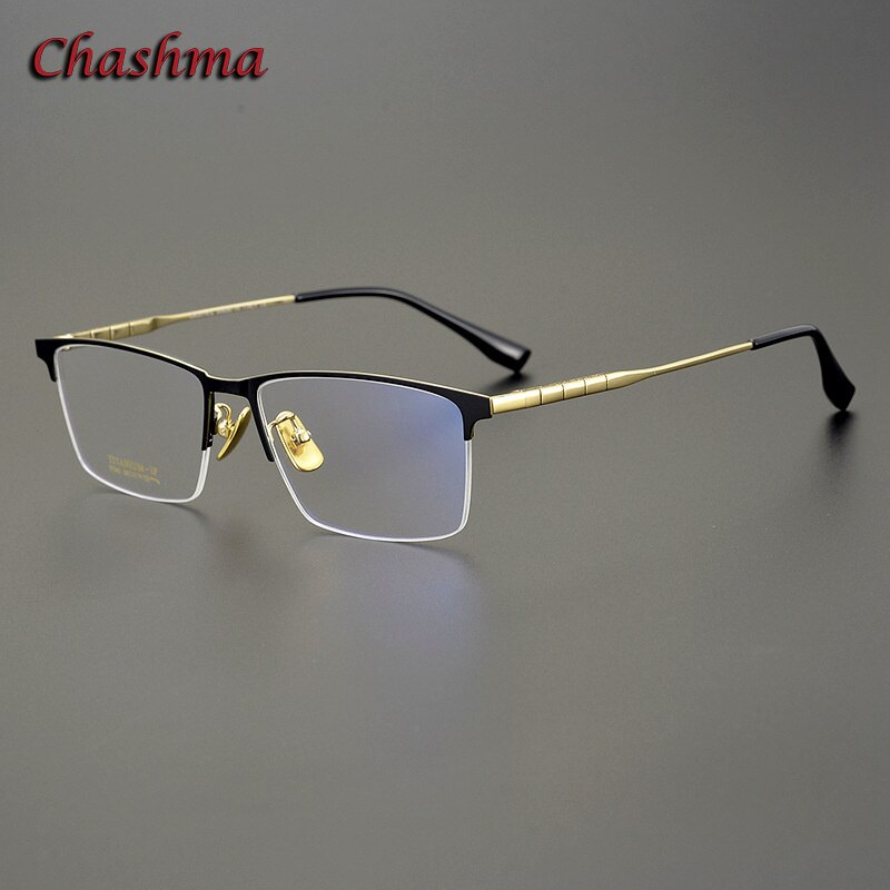 Chashma Ochki Men's Full Rim Square Titanium Eyeglasses 91036 Full Rim Chashma Ochki   