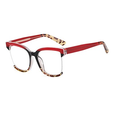 Ralferty Women's  Semi Rim Square Oversized Tr 90 Acetate Eyeglasses Semi Rim Ralferty C6 Red China 