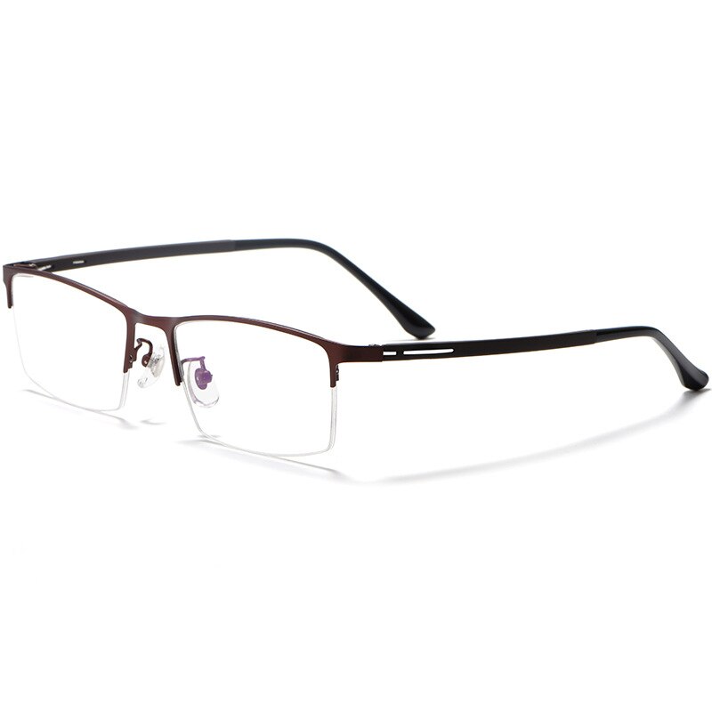 Reven Jate Men's Semi Rim Square Alloy Tr 90 Eyeglasses 9916 Semi Rim Reven Jate Auburn  
