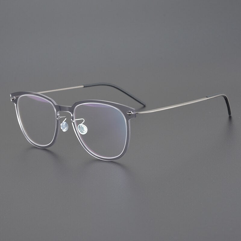 Gatenac Unisex Full Rim Round Square Screwless Titanium Eyeglasses Gxyj956 Full Rim Gatenac Gray  