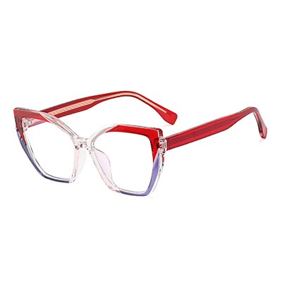 Ralferty Women's Full Rim Square Cat Eye Tr 90 Acetate Eyeglasses F82026 Full Rim Ralferty China C2 Red 