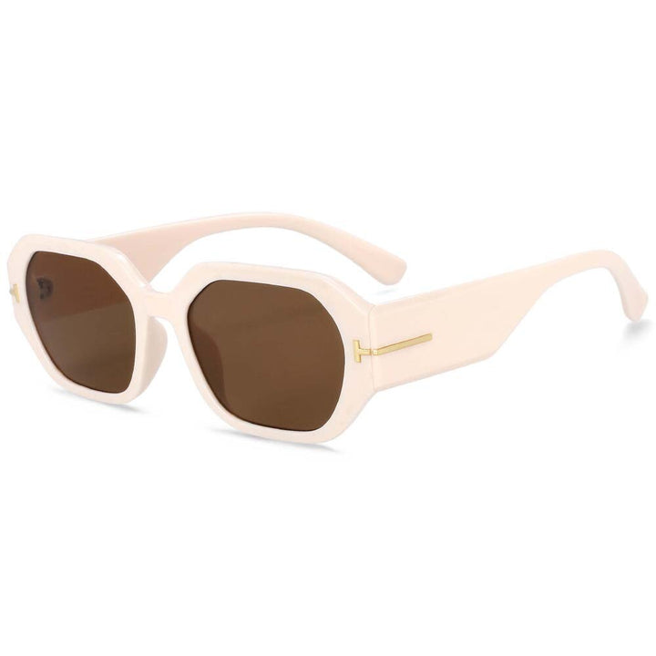CCSpace Women's Full Rim Rectangle Oval Resin Frame Sunglasses 54305 Sunglasses CCspace Sunglasses Beige 54305 