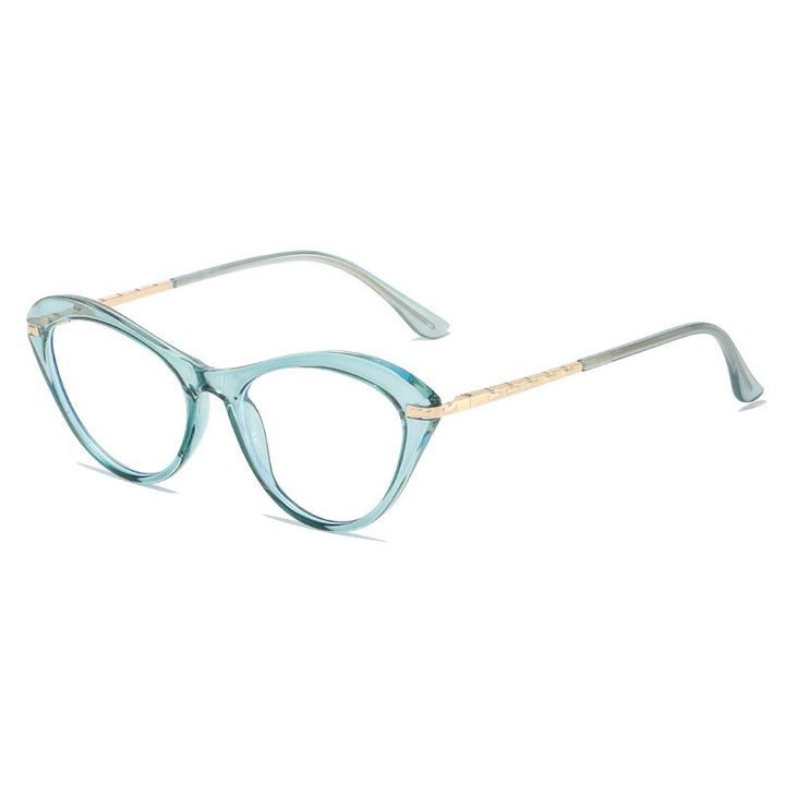 CCSpace Women's Full Rim Square Cat Eye Tr 90 Titanium Eyeglasses 53226 Full Rim CCspace China Blue 