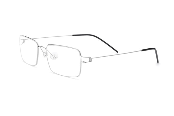 Muzz Men's Full Rim Round Titanium Alloy Screwless Frame Eyeglasses 3In1 Full Rim Muzz Small Square Silver  