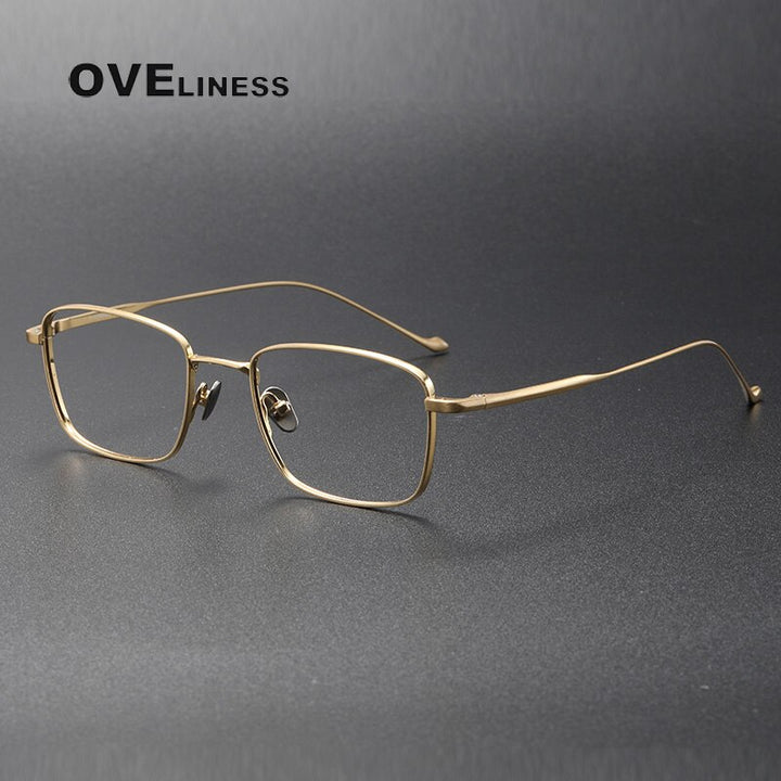Oveliness Unisex Full Rim Square Titanium Eyeglasses  Chordf Full Rim Oveliness gold  