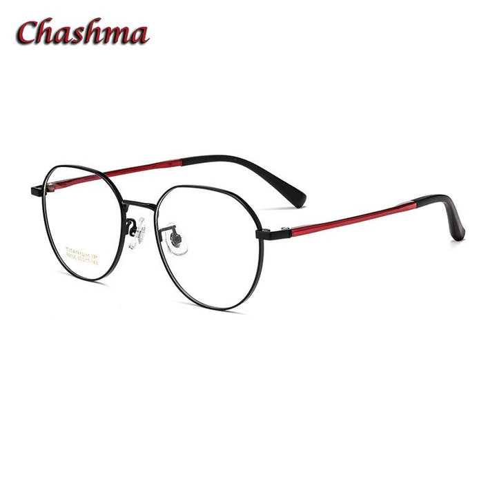 Chashma Ochki Unisex Full Rim Round Titanium Eyeglasses 80006 Full Rim Chashma Ochki Black  