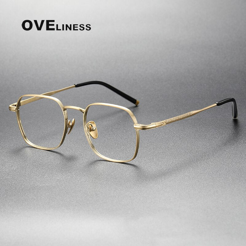 Oveliness Unisex Full Rim Irregular Square Titanium Eyeglasses Capeua Full Rim Oveliness gold  