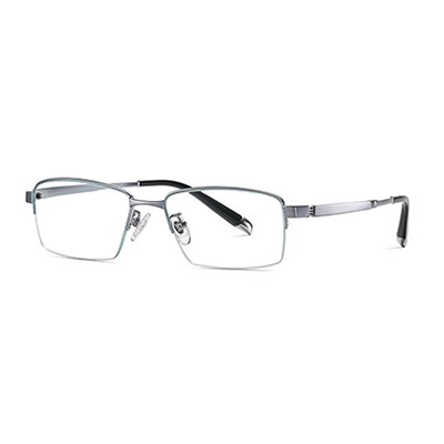 Ralferty Men's Semi Rim Rectangle Titanium Eyeglasses Semi Rim Ralferty China C5 Silver 