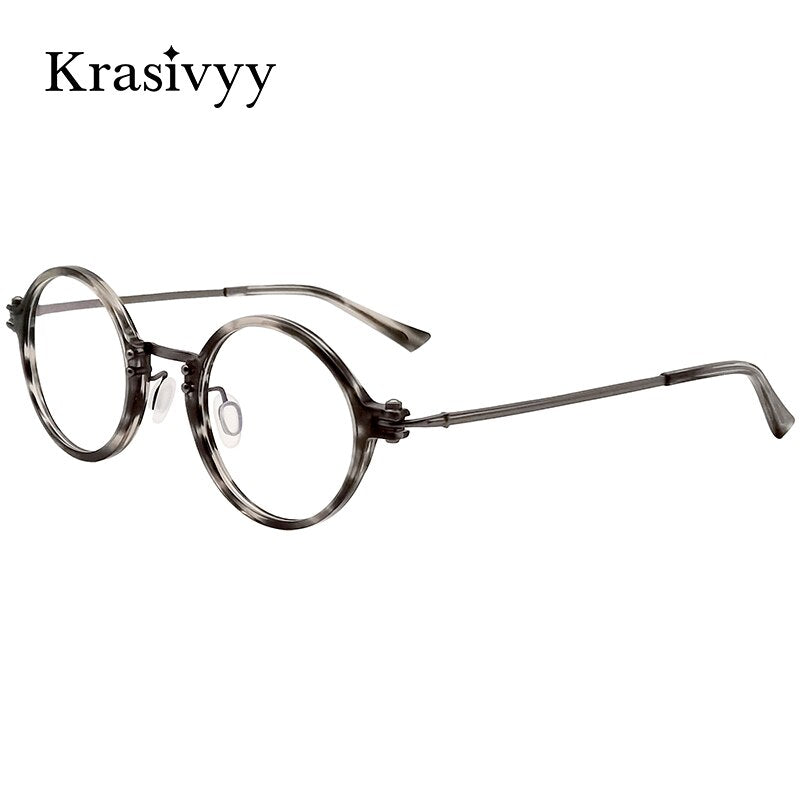 Krasivyy Unisex Full Rim Round Titanium Acetate Eyeglasses Rlt5866 Full Rim Krasivyy   