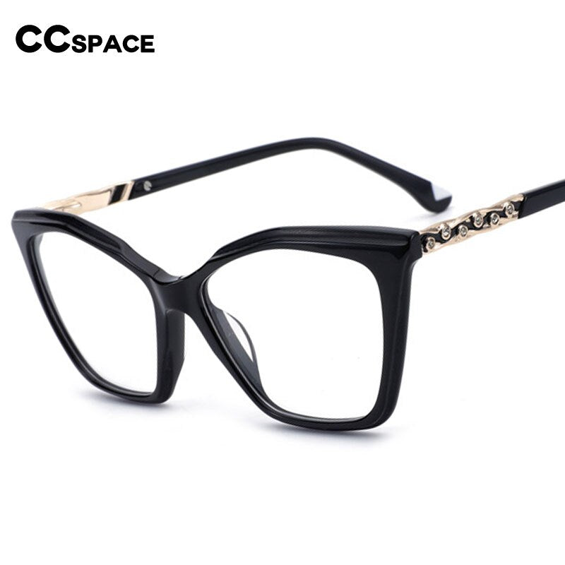 CCSpace Women's Full Rim Square Cat Eye Acetate Eyeglasses 55277 Full Rim CCspace   