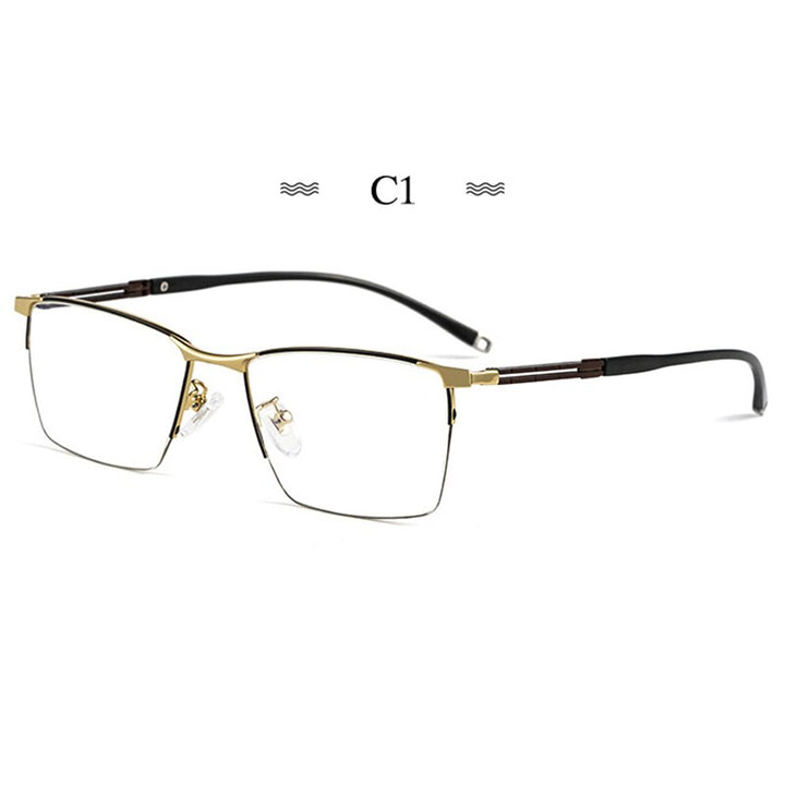 Hotochki Men's Full Rim Square Tr 90 Titanium Frame Eyeglasses T8602t Full Rim Hotochki black  
