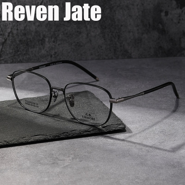 Reven Jate Unisex Full Rim Square Titanium Eyeglasses FM040 Full Rim Reven Jate   