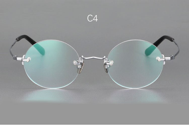 Yujo Unisex Rimless Round 43mm Titanium Hyperopic Reading Glasses Reading Glasses Yujo China 0 C4