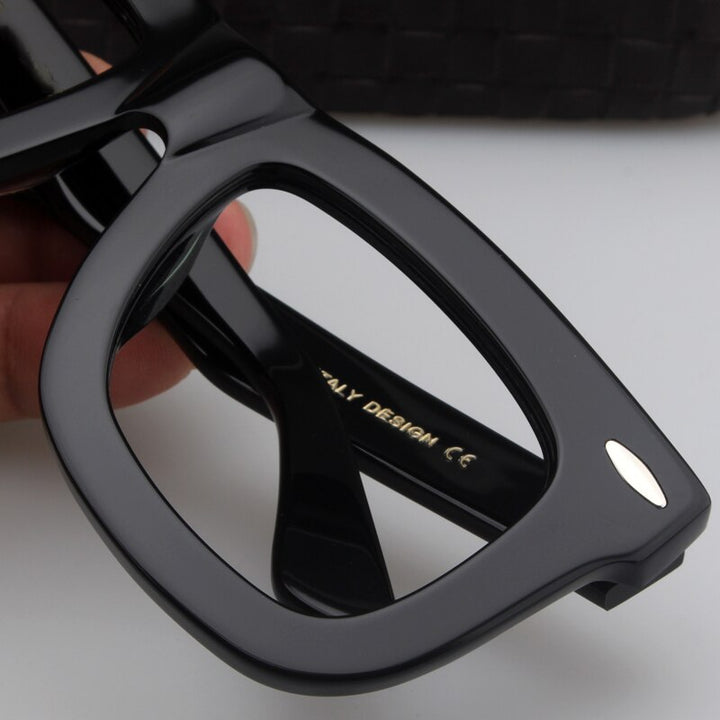 Cubojue Unisex Full Rim Thick Oversized Square Acetate Myopic Reading Glasses Reading Glasses Cubojue   