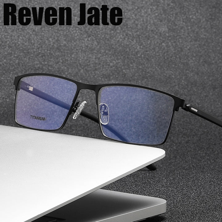 Reven Jate Unisex Full Rim Square Titanium Eyeglasses P8837 Full Rim Reven Jate   