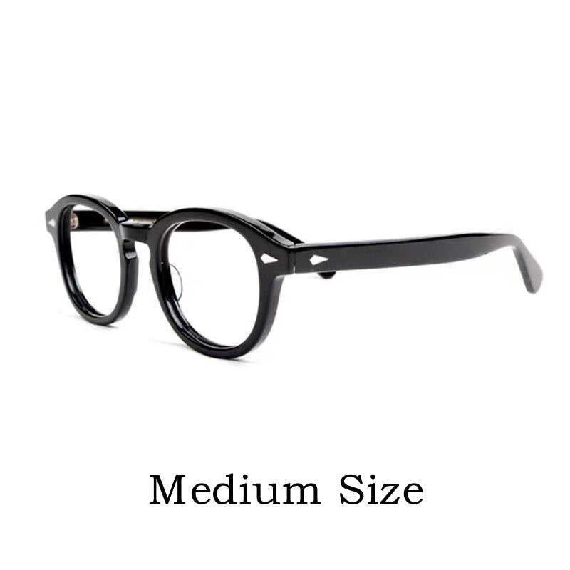 Yimaruili Unisex Full Rim Round Acetate Eyeglasses Three Sizes Y1915 Full Rim Yimaruili Eyeglasses M Brihgt Black  
