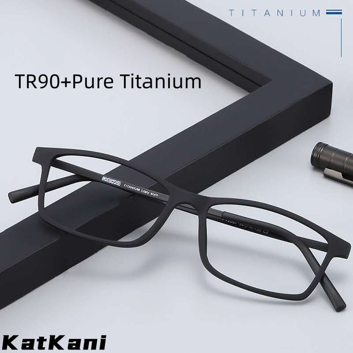 KatKani Unisex Full Rim Square Tr 90 Titanium Eyeglasses 18006 Full Rim KatKani Eyeglasses   