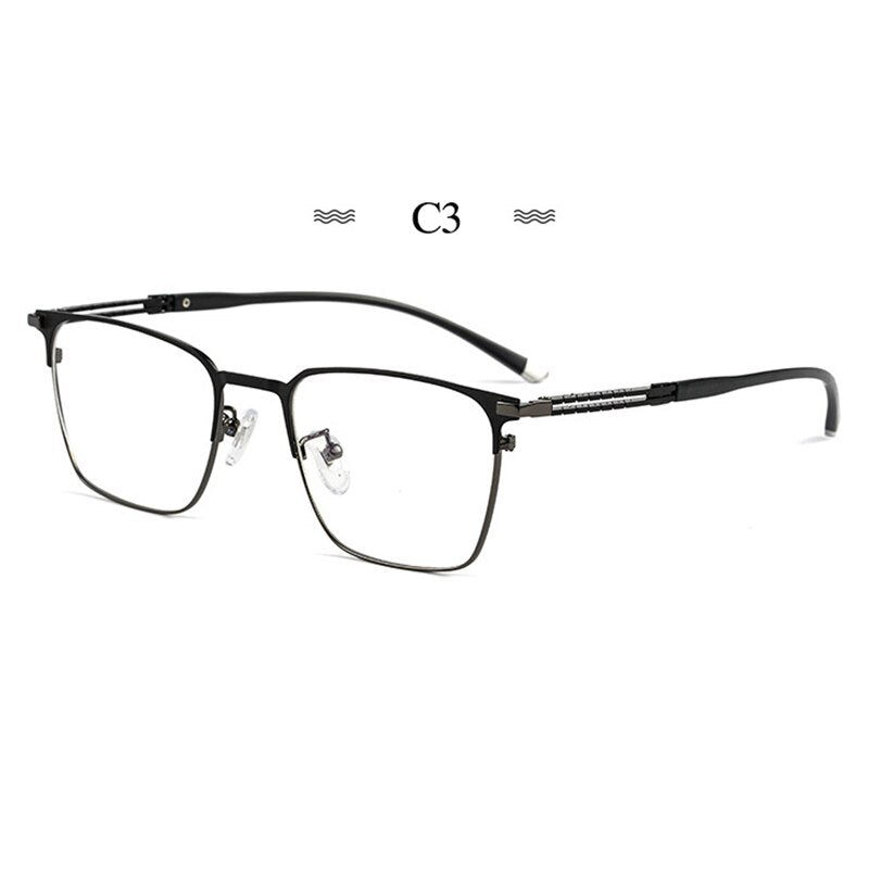 Hotochki Men's Full Rim Square Tr 90 Titanium Frame Eyeglasses T8609t Full Rim Hotochki gray  