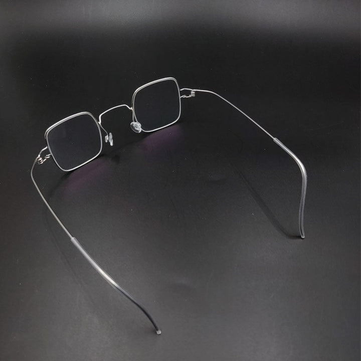 Yujo Unisex Full Rim Small Handcrafted Square Stainless Steel Eyeglasses Customized Lens Options Full Rim Yujo   
