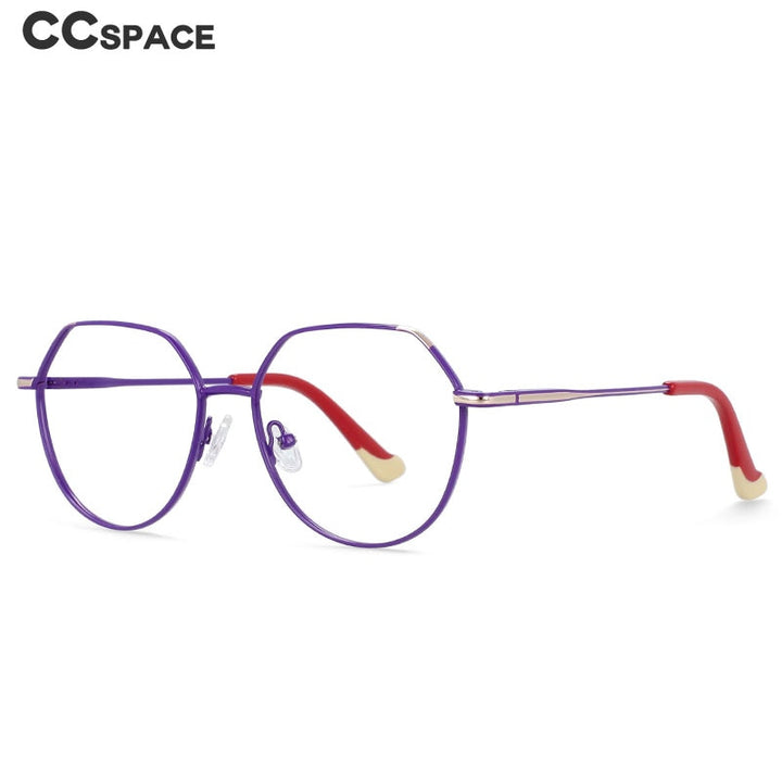 CCSpace Unisex Full Rim Polygonal Round Alloy Frame Eyeglasses 54316 Full Rim CCspace   
