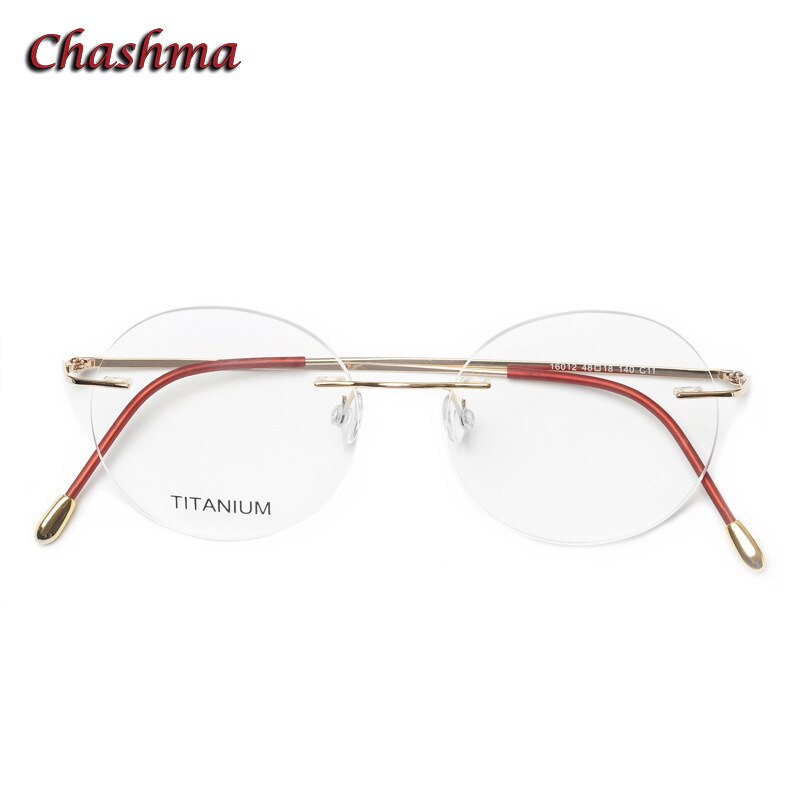 Chashma Ochki Unisex Rimless Round 2g Titainum Eyeglasses Customized Lenses 16012 Rimless Chashma Ochki Gold  