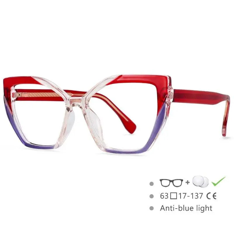CCspace Women's Full Rim Cat Eye Tr 90 Titanium Frame Eyeglasses 54585.