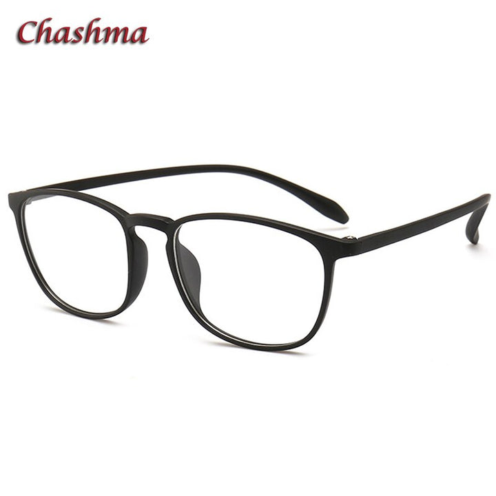 Chashma Unisex Full Rim TR 90 Resin Rectangle Frame Eyeglasses 6062 Full Rim Chashma Matte Black  