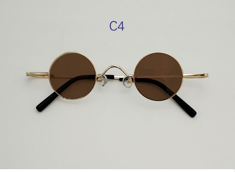 Yujo Unisex Full Rim Small Round 36mm Stainless Steel Polarized Sunglasses Sunglasses Yujo C4 China 