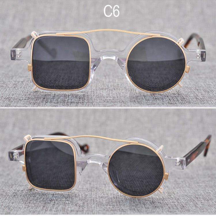 Yujo Unisex Full Rim Square Round Handcrafted Acetate Eyeglasses Clip On Sunglasses 002 Clip On Sunglasses Yujo C6 China 
