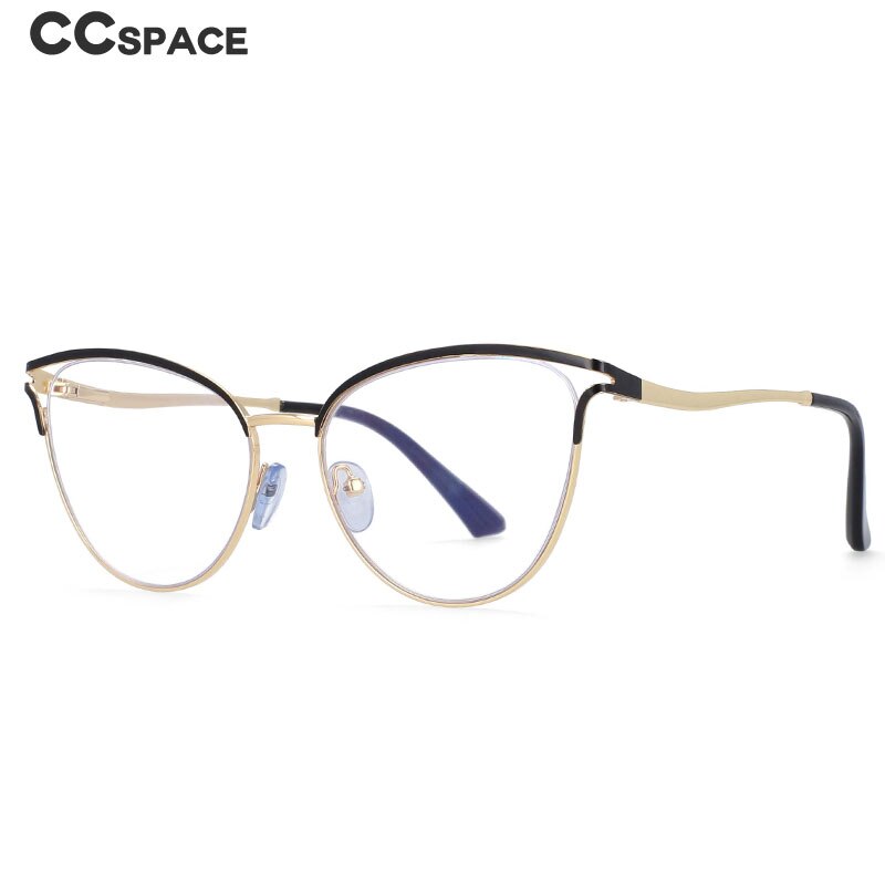 CCSpace Women's Full Rim Round Cat Eye Alloy Frame Eyeglasses 54135 Full Rim CCspace   