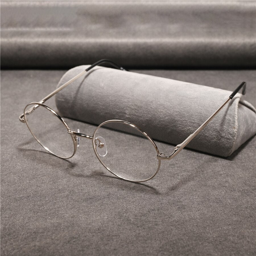 Cubojue Unisex Full Rim Round Alloy 43mm Reading Glasses Reading Glasses Cubojue 0 Silver 