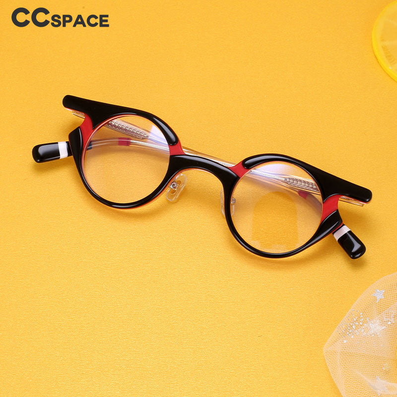 CCSpace Unisex Full Rim Round Acetate Frame Punk Eyeglasses 54539 Full Rim CCspace   