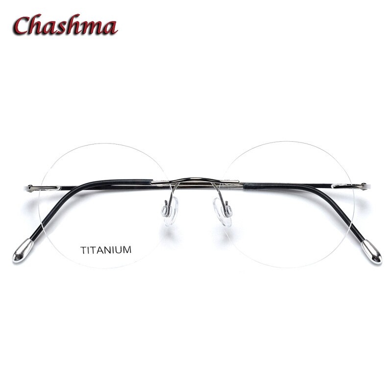Chashma Ochki Unisex Rimless Round 2g Titainum Eyeglasses Customized Lenses 16012 Rimless Chashma Ochki Gray  