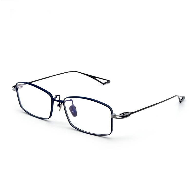 CCSpace Men's Full Rim Rectangle Titanium Eyeglasses 55228 Full Rim CCspace BlueGun China 