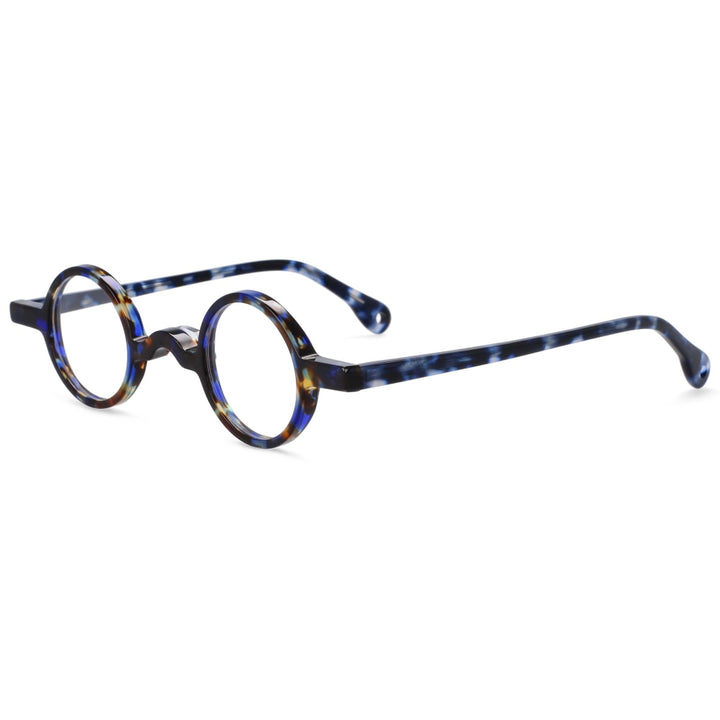 CCSpace Unisex Full Rim Round Acetate Frame Eyeglasses 54250 Full Rim CCspace blue-leoard  