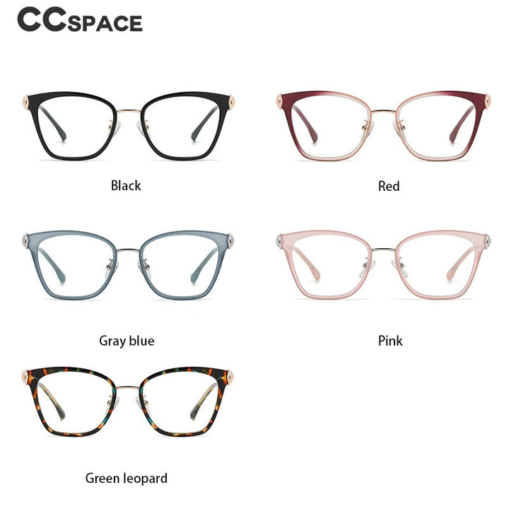 CCSpace Women's Full Rim Square Cat Eye Tr 90 Titanium Eyeglasses 55602 Full Rim CCspace   