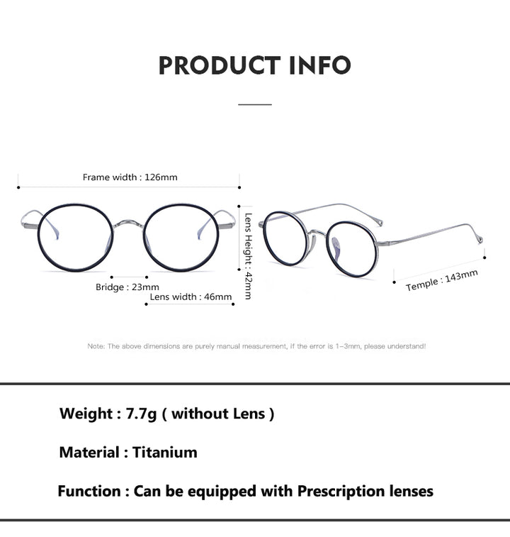 Oveliness Unisex Full Rim Round Acetate Titanium Eyeglasses 7307 Full Rim Oveliness   