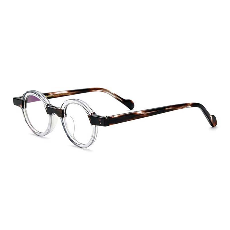 CCspace Unisex Full Rim Round Acetate Eyeglasses 55101 Full Rim CCspace Clear China 