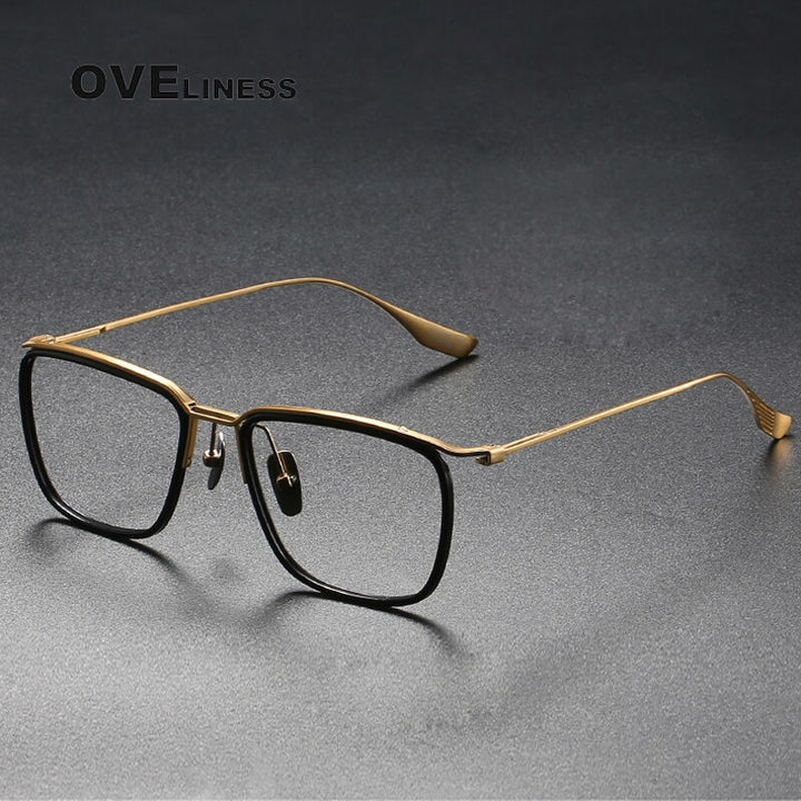 Oveliness Men's Full Rim Square Titanium Acetate Eyeglasses Dtx106 Full Rim Oveliness   