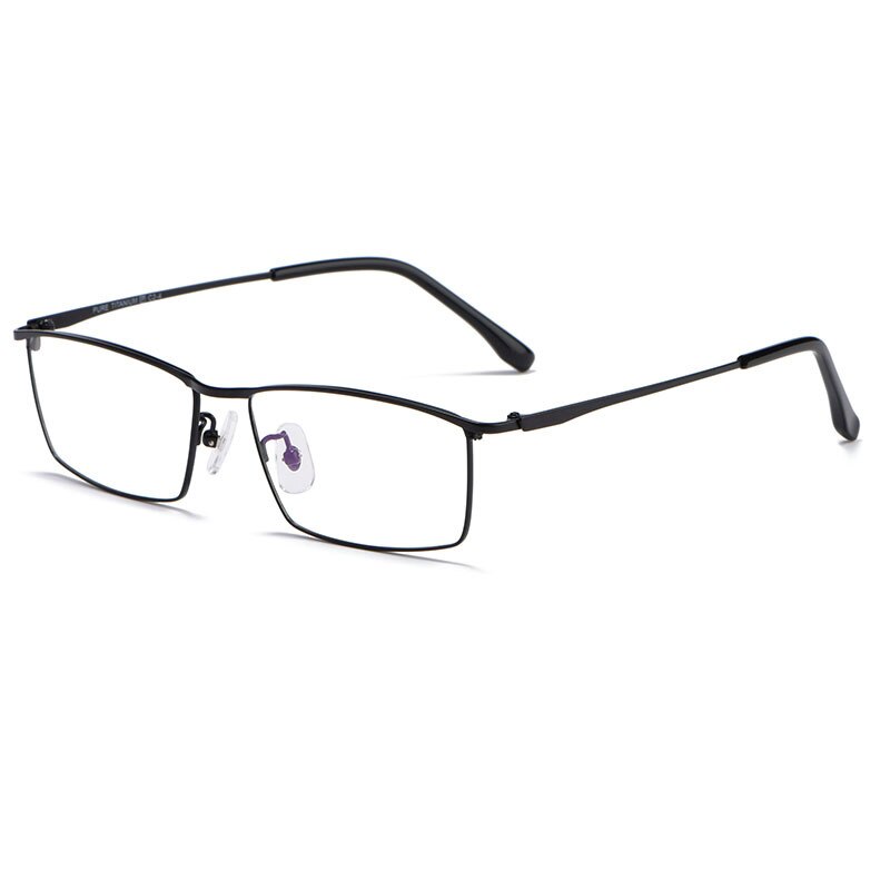 Hotochki Men's Full Rim Rectangle Titanium Alloy Frame Eyeglasses J85517 Full Rim Hotochki black  
