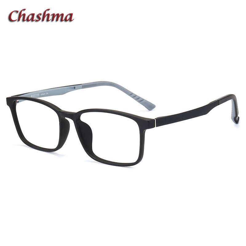 Chashma Ochki Unisex Full Rim Square Tr 90 Titanium Eyeglasses 6610 Full Rim Chashma Ochki Black Gray  