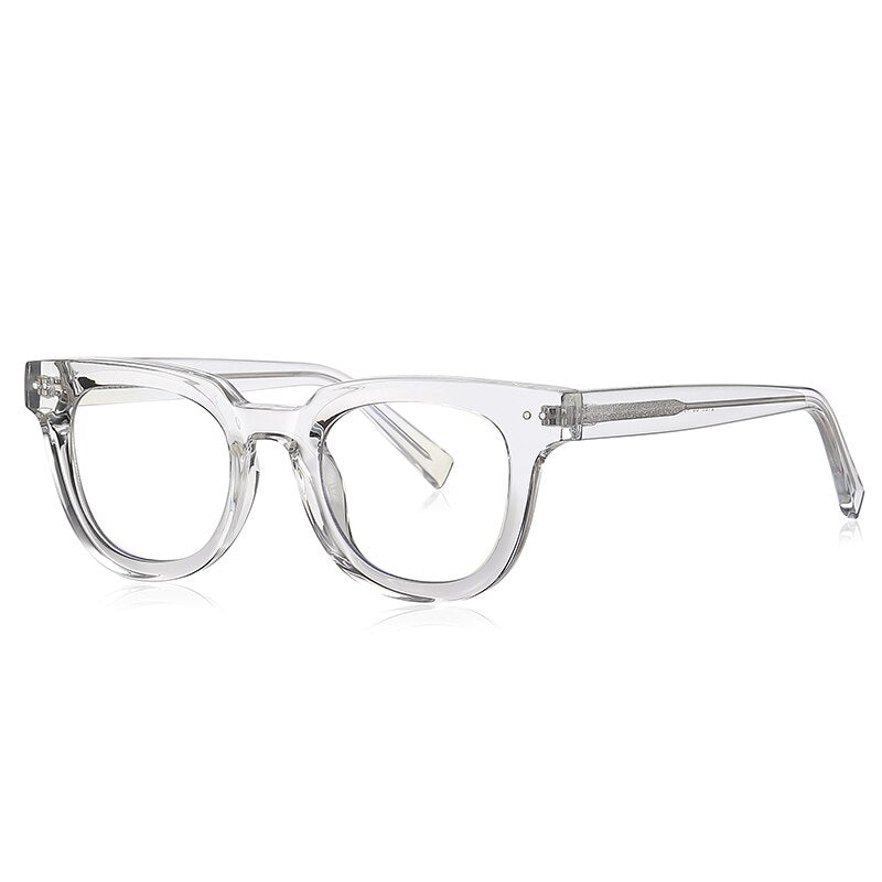 Reven Jate Unisex Full Rim Square Oval Tr 90 Acetate Alloy Eyeglasses 2120 Full Rim Reven Jate transparent  