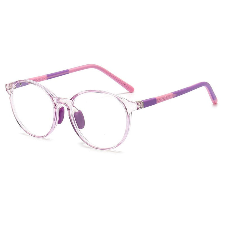 CCSpace Unisex Youth Full Rim Round Silicone Eyeglasses 54672 Full Rim CCspace Purple pink China 